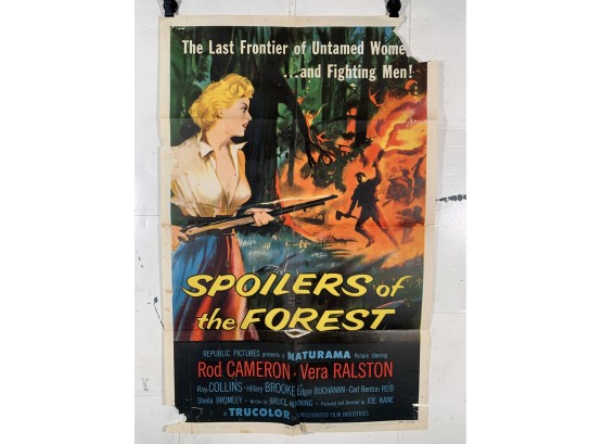 Vintage Folded One Sheet Movie Poster Spoilers Of The Forest 1957