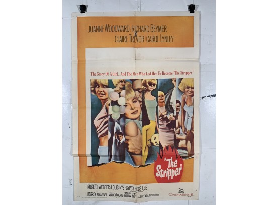 Vintage Folded One Sheet Movie Poster The Stripper 1963