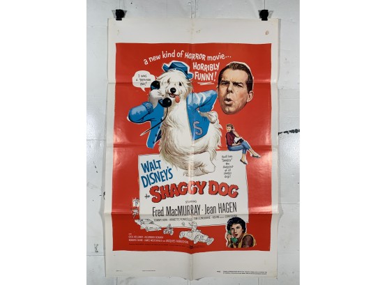 Vintage Folded One Sheet Movie Poster The Shaggy Dog 1959