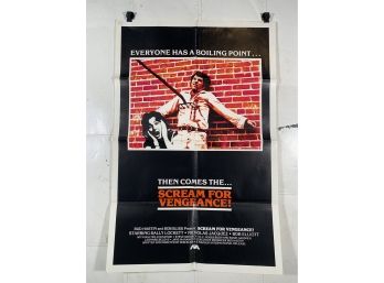 Vintage Folded One Sheet Movie Poster Scream For Vengeance 1980
