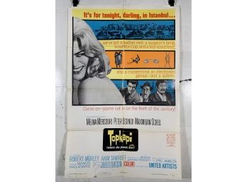 Vintage Folded One Sheet Movie Poster Topkapi 1964