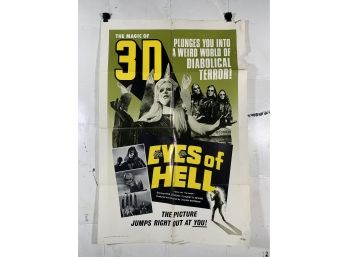 Vintage Folded One Sheet Movie Poster Eyes Of Hell 1971
