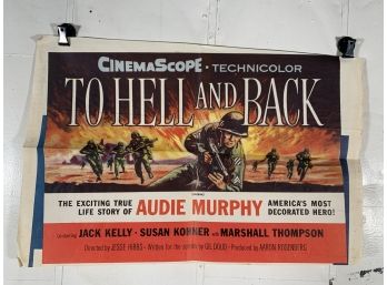 Vintage Folded One Sheet Movie Poster To Hell And Back 1955