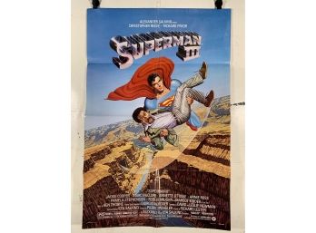 Vintage Folded One Sheet Movie Poster Superman III