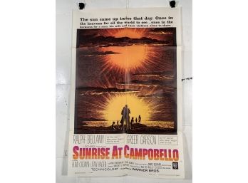 Vintage Folded One Sheet Movie Poster Sunrise At Campobello 1960