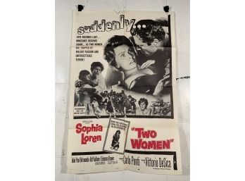 Vintage Folded One Sheet Movie Poster Sophia Loren In Two Women 1960