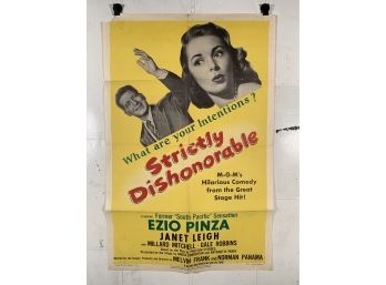 Vintage Folded One Sheet Movie Poster Strictly Dishonorable 1051