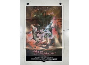 Vintage Folded One Sheet Movie Poster The Sword And The Sorcerer  1982