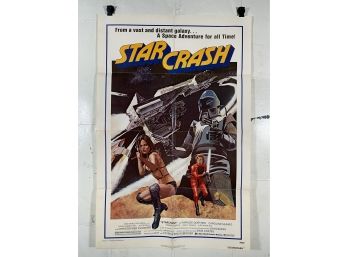 Vintage Folded One Sheet Movie Poster Star Crash 1979