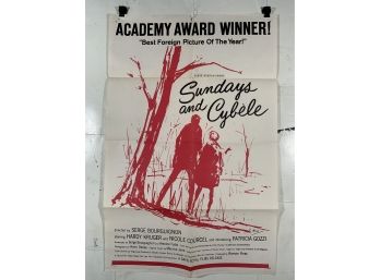 Vintage Folded One Sheet Movie Poster Sundays And Cybele 1962