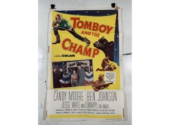 Vintage Folded One Sheet Movie Poster Tomboy & Champ 1961