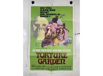 Vintage Folded One Sheet Movie Poster Torture Garden 1967