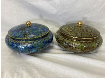 Pair Of Cloisonne Lidded Boxes