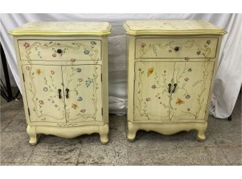 Country French Flower Painted Night Tables