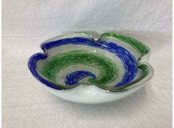 Mid-century Modern Murano Glass Swirl Bowl