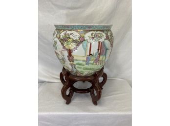 Chinese Porcelain Planter On Stand
