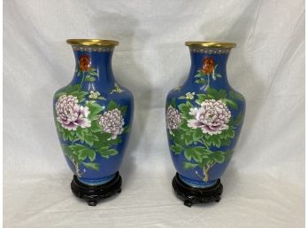 Vintage Jingfa Chinese Cloisonne Vases
