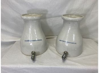 Pair Of Antique Stoneware Water Dispensers