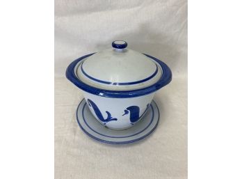 Painted French Enamel Tureen