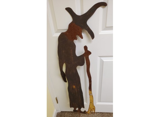 3 Ft Tall Rusty Tin Witch Fall Decor