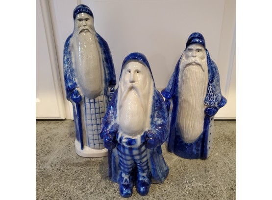 Eldreth Pottery Cobalt Blue Salt Glaze Santas Lot #2