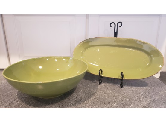 Very Nice Vietri Bowl And Oval Dish - Made In Italy