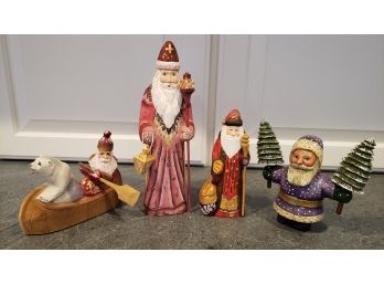Hand Carved And Painted Wooden Santas Made In Russia