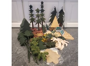 Wooden Tree Display And Craft Lot
