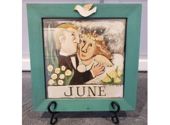 Very Nice Handcrafted  Nancy Thomas Framed Original Months Of The Year 'June'