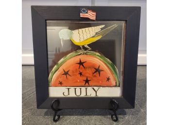 Very Nice Handcrafted  Nancy Thomas Framed Original Months Of The Year 'July'