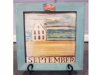 Very Nice Handcrafted  Nancy Thomas Framed Original Months Of The Year 'September '