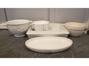 Crate&barrel Colinder With Cordon Bleu And Corningware Serving Dishes
