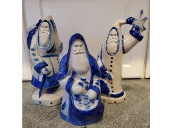 Eldreth Pottery Cobalt Blue Salt Glaze Santas Lot #4