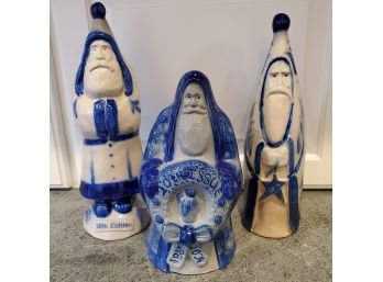Eldreth Pottery Cobalt Blue Salt Glaze Santas Lot #5