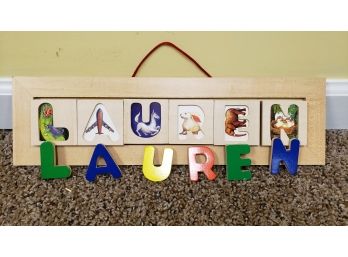 Wooden Magnetic Hanging Name Puzzle 'lauren'