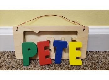 Wooden Hanging Name Puzzle ' Pete'