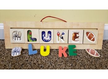 Wooden Magnetic Hanging Name Puzzle 'luke'