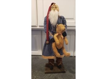 Arnetts Country Store Santa Holding A Teddy Bear