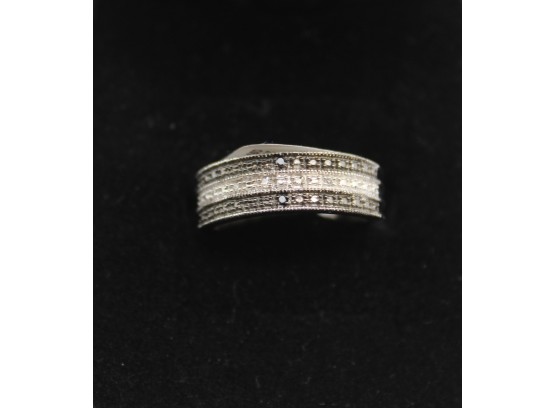 Sterling Silver Diamond Band Ring New Sc