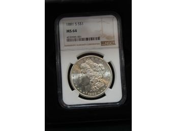 1881 S Graded Ngc Ms 64 Silver Morgan Dollar Coin Dh