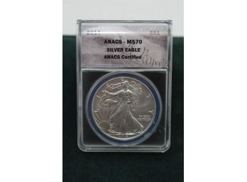 2014 Graded Anacs MS 70 Silver Eagle .999 One Ounce Coin Dh