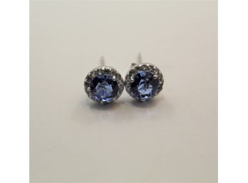 Sterling Silver Blue Stone Earrings Sc