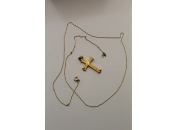 10k Yellow Gold Cross And Chain