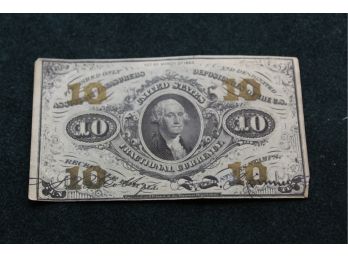 1863 Civil War Fractional Currency 10 Cent Note