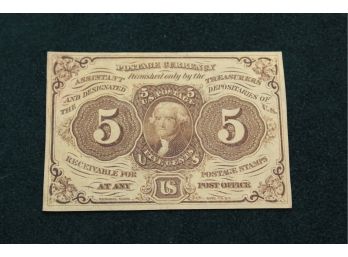 1862 Civil War Fractional Currency 5 Cent
