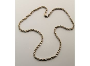 Solid Sterling Silver 14k Gold Braid Rope Chain 24 Inch