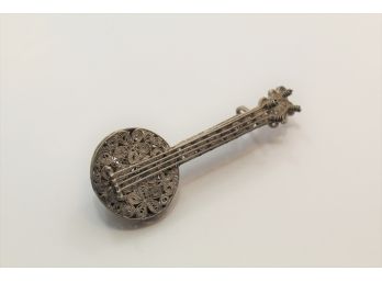 Vintage Silver Wire Banjo Mandolin Pin