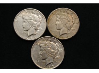 3 Silver Peace Dollars
