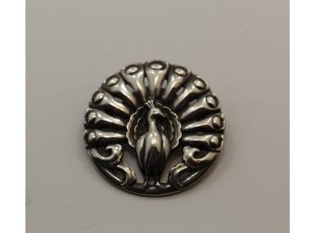 Vintage Sterling Silver Peacock Pin