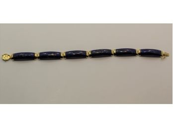 14k Yellow Gold Lapis Bracelet Sc